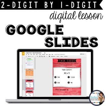 Preview of Multiplication Google Slides Interactive Lesson {2-digit times 1-digit}