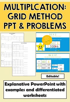 Preview of Multiplication: Grid Method PowerPoint and Problem Worksheets