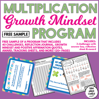 Preview of Multiplication Growth Mindset Program - Math Growth Mindset FREE SAMPLE