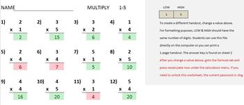Preview of Multiplication Handout Generator -- Dynamic Printable