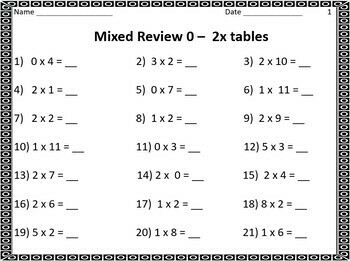 multiplication homework pdf