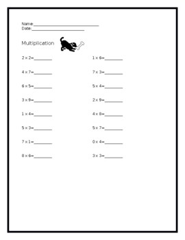 Preview of Multiplication Homework Worksheet