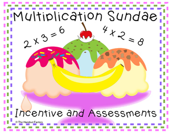 Preview of Multiplication Ice Cream Sundae Incentive and Assessments