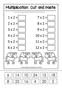 multiplication in order cut and paste math worksheets printables