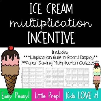 Preview of Multiplication & Division Incentive Bulletin Board-Quizzes and Ice Cream Scoop