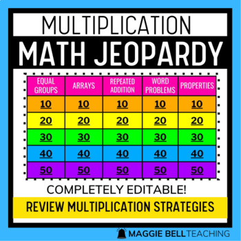 Multiplication Jeopardy Virtual Review Game & Test Prep (editable)