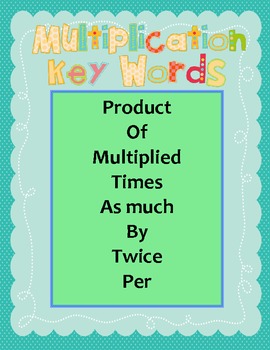 Multiplication Key Words by Hammertime Teaching | TpT