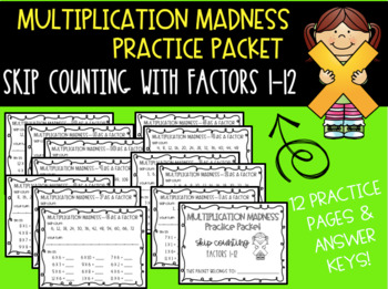 Preview of Multiplication Madness Skip Counting Practice Packet