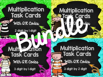 Multiplication Madness Task Cards with QR Codes Bundle