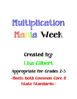 Preview of Multiplication Mania Week Teacher's Guide