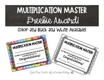 Preview of Editable Multiplication Master Certificate