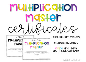 Preview of Multiplication Master Certificates