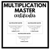 Multiplication Master Certificates