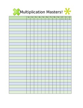 Preview of "Multiplication Masters" record keeping chart