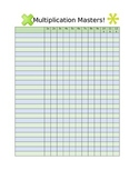 "Multiplication Masters" record keeping chart