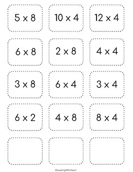 Multiplication Match Game (Improving fact fluency with number sense)