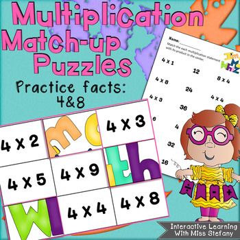 Multiplication Practice Puzzles 4 & 8 by Interactive Learning With Miss ...