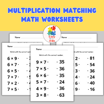 Preview of Multiplication Matching Math Worksheets