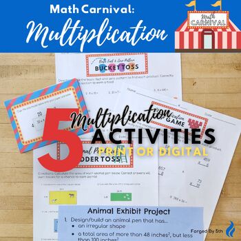 Preview of Multiplication Math Carnival: Thematic Unit with Print & Digital Activities