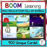 Multiplication Math Fact Fill In BOOM 900 Card Bundle of B