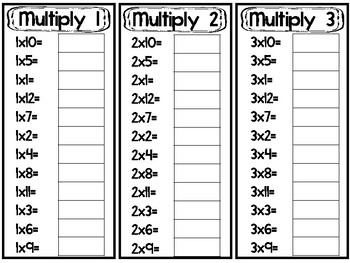 Preview of Multiplication Math Fact Fluency Strips. Math Multiplication Practice.