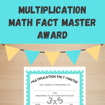Preview of Multiplication Fact Master Award