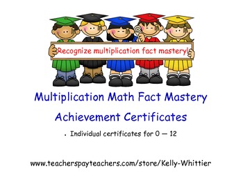Preview of Multiplication Math Fact Mastery Achievement Recognition Certificates