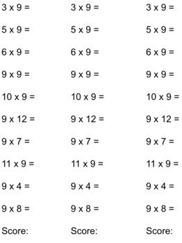 Preview of Multiplication Math Fact Practice