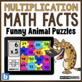 Multiplication Math Fact Practice | Boom Cards | Animal Puzzles