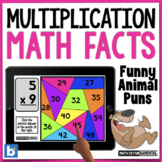 Multiplication Math Fact Practice | Boom Cards | Funny Ani