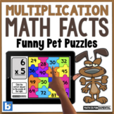 Multiplication Math Fact Practice | Boom Cards | Funny Pets