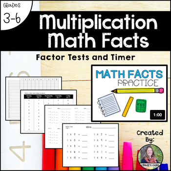Preview of Multiplication Math Facts: Factor Tests, Timer, Incentive Chart