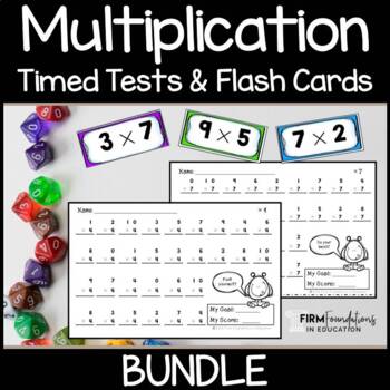 Preview of Multiplication Timed Tests & Flash Cards Bundle- Math Fact Fluency Assessments