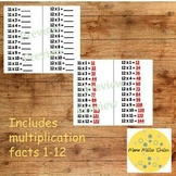 Multiplication Math Facts Practice Drills Warm Ups Review 