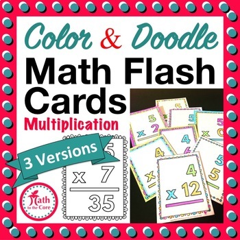Preview of Multiplication Math Flash Cards Color and Doodle