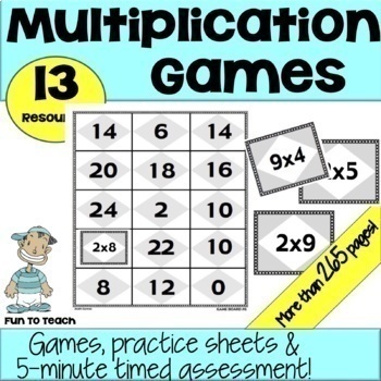 Preview of Multiplication Facts Games, Activities & Multiplication Assessments -0 to 12