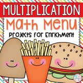Multiplication Math Menu Choice Board with 18 Projects