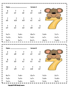 3rd Grade Multiplication Facts Worksheets Take Home Packet ...