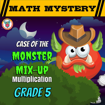 Preview of Multiplication Math Mystery Game 5th Grade - Multiplying Decimals, Fractions, +