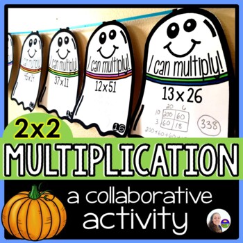 Preview of Multiplication Math Pennant Activity for Halloween (2x2 digit)