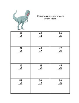 multiplication math review worksheets grades 4 5 dinosaur