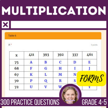 Preview of Multiplication Math Review with 3 Digits x 2 Digits Numbers 250-800 Grades 4-5