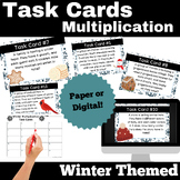 Multiplication Math Task Cards Winter Themed - Paper and D