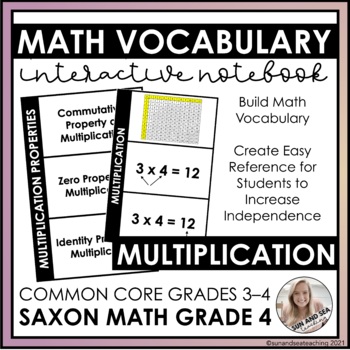 Preview of Multiplication Math Vocabulary | Interactive Notebook (Saxon Math Lesson 28)