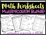 Multiplication Math Worksheet Bundle (area model, lattice, & standard algorithm)