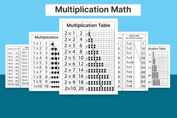Preview of Multiplication Math Worksheets for Kids.