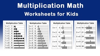Preview of Multiplication Math Worksheets for Kids
