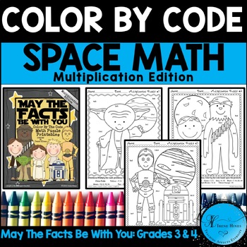 Preview of Math Color By Number Code May The Facts Be With You: Multiplication Worksheets