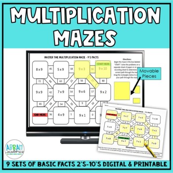 Preview of Multiplication Maze Activities for Basic Multiplication Facts - 3rd 4th 5th