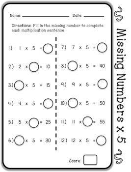 Multiplication Missing Numbers- Fact Fluency by Task-it-Teacher | TPT